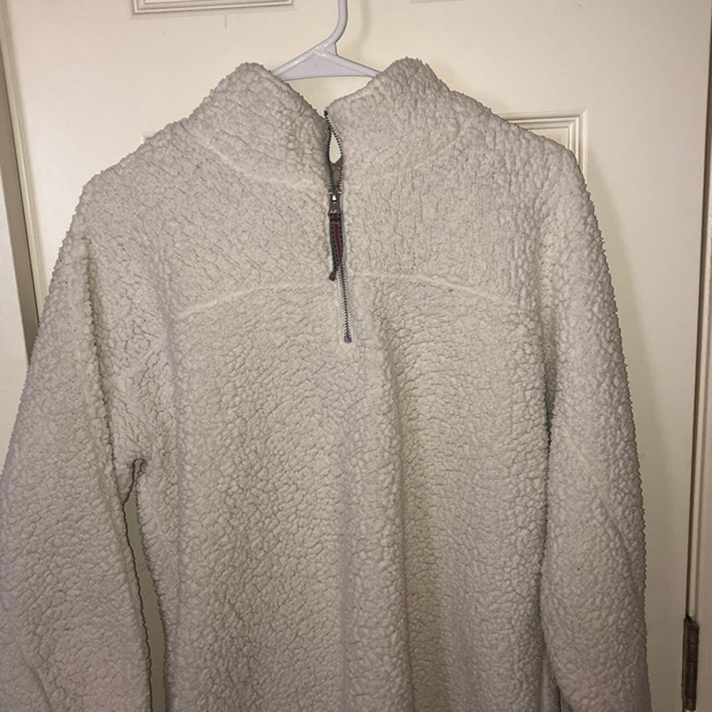 fuzzy white pullover